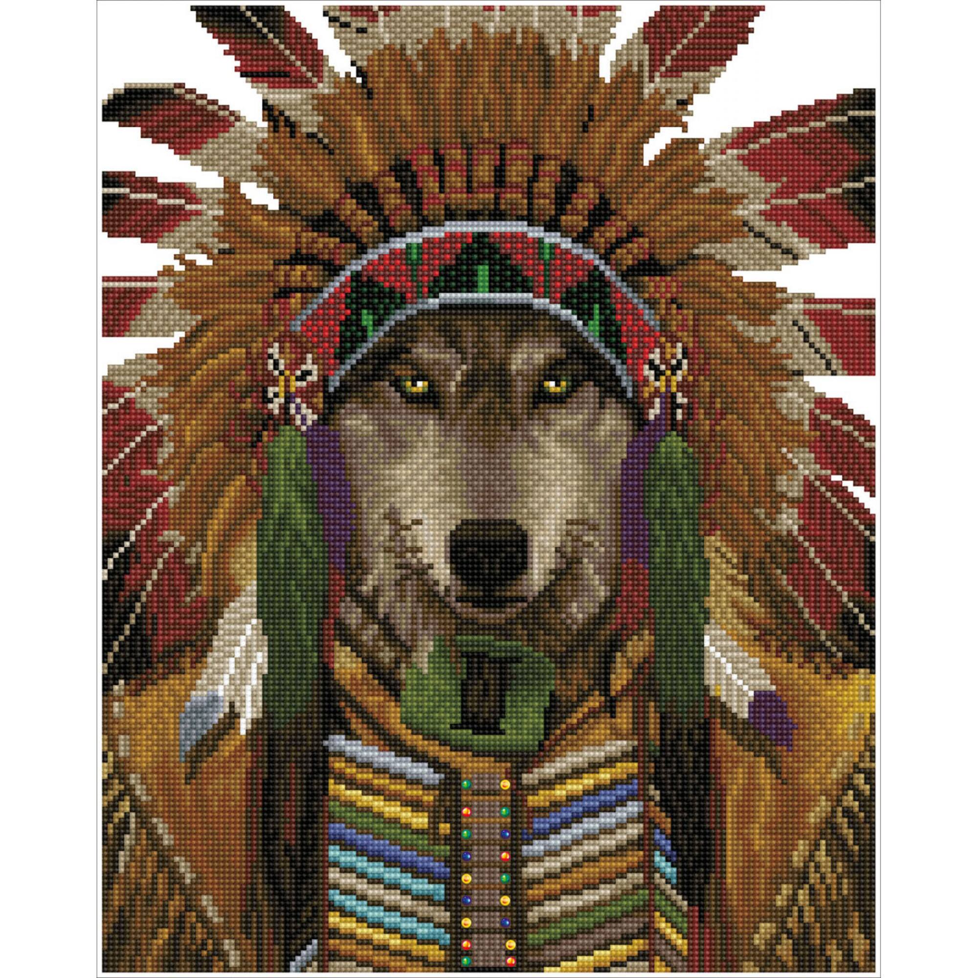 Diamond Dotz® Wolf Spirit Chief Diamond Painting Kit
